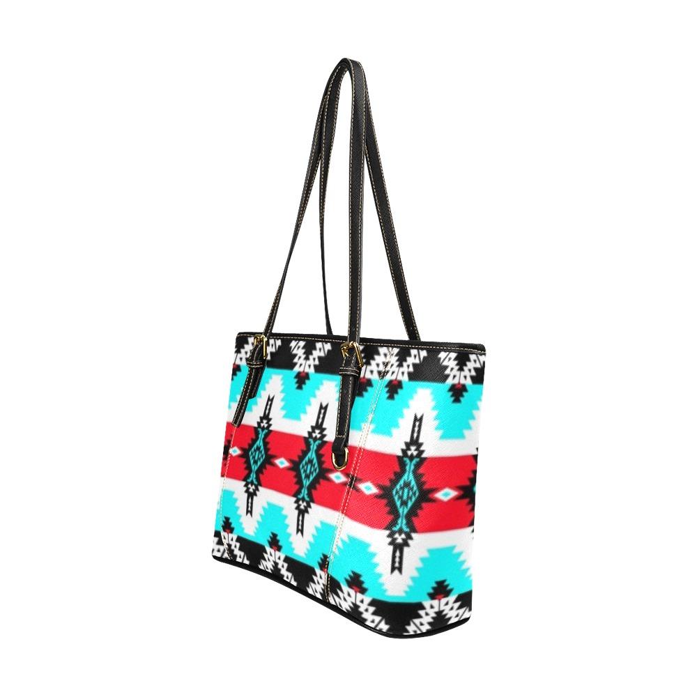 Two Spirit Dance Leather Tote Bag/Large (Model 1640) Leather Tote Bag (1640) e-joyer