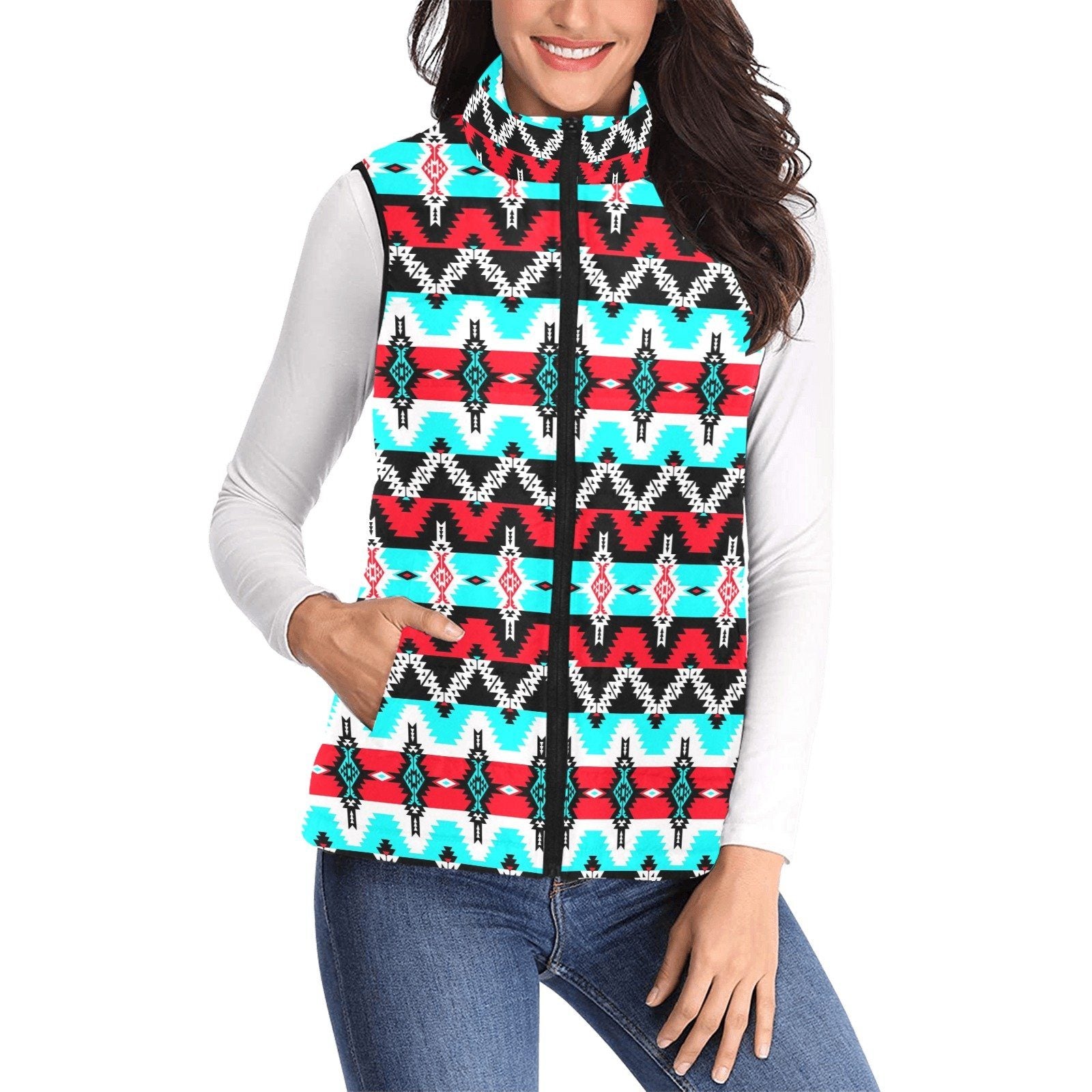 Two Spirit Dance Women's Padded Vest Jacket (Model H44) Women's Padded Vest Jacket (H44) e-joyer