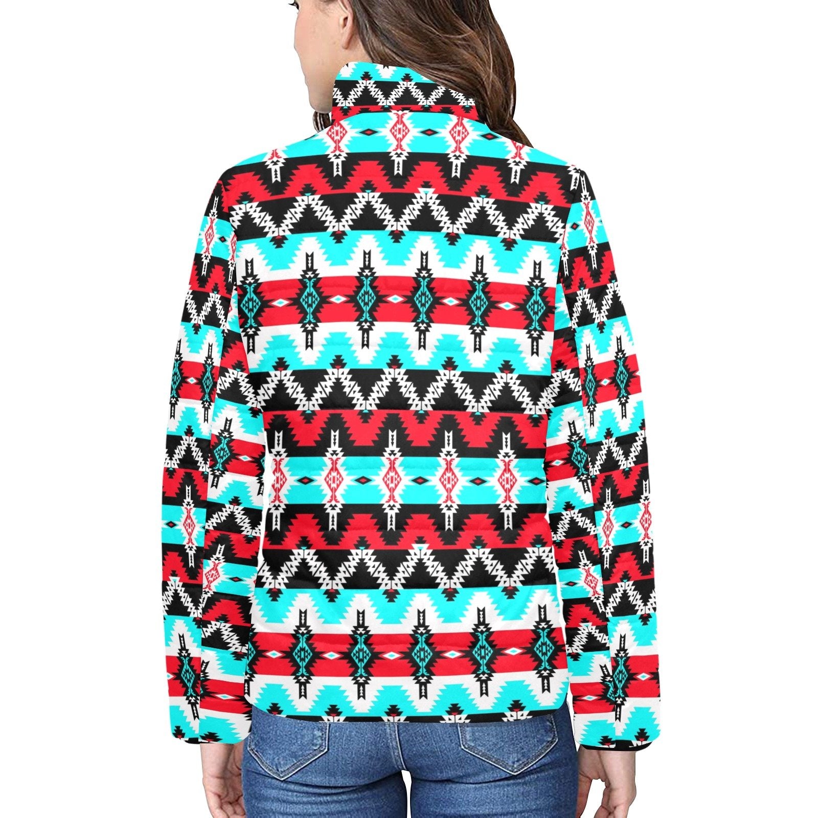 Two Spirit Dance Women's Stand Collar Padded Jacket (Model H41) jacket e-joyer