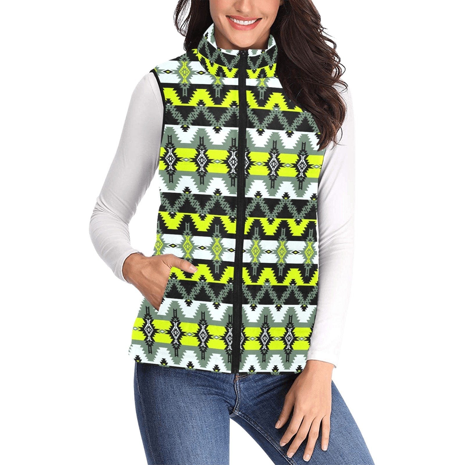 Two Spirit Medicine Women's Padded Vest Jacket (Model H44) Women's Padded Vest Jacket (H44) e-joyer