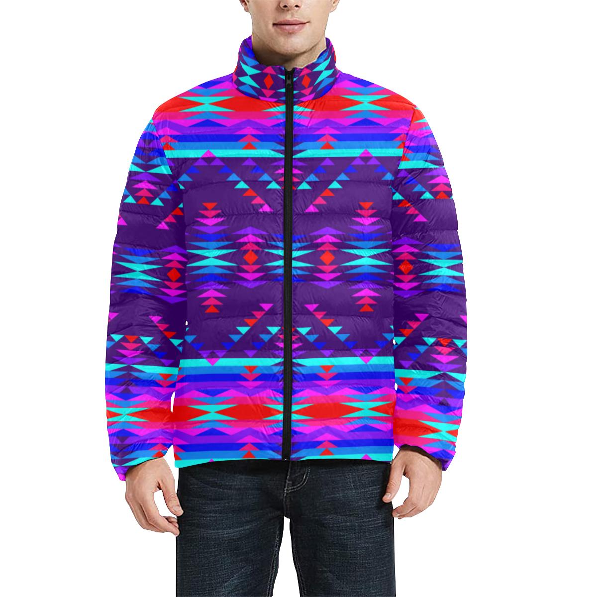 Vision of Peace Men's Stand Collar Padded Jacket (Model H41) Men's Stand Collar Padded Jacket (H41) e-joyer