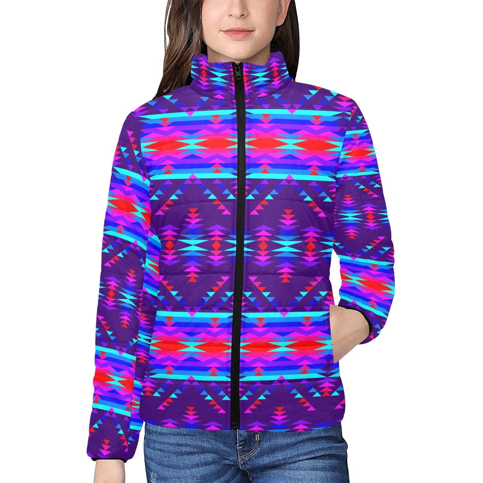 Vision of Peace Women's Stand Collar Padded Jacket (Model H41) jacket e-joyer