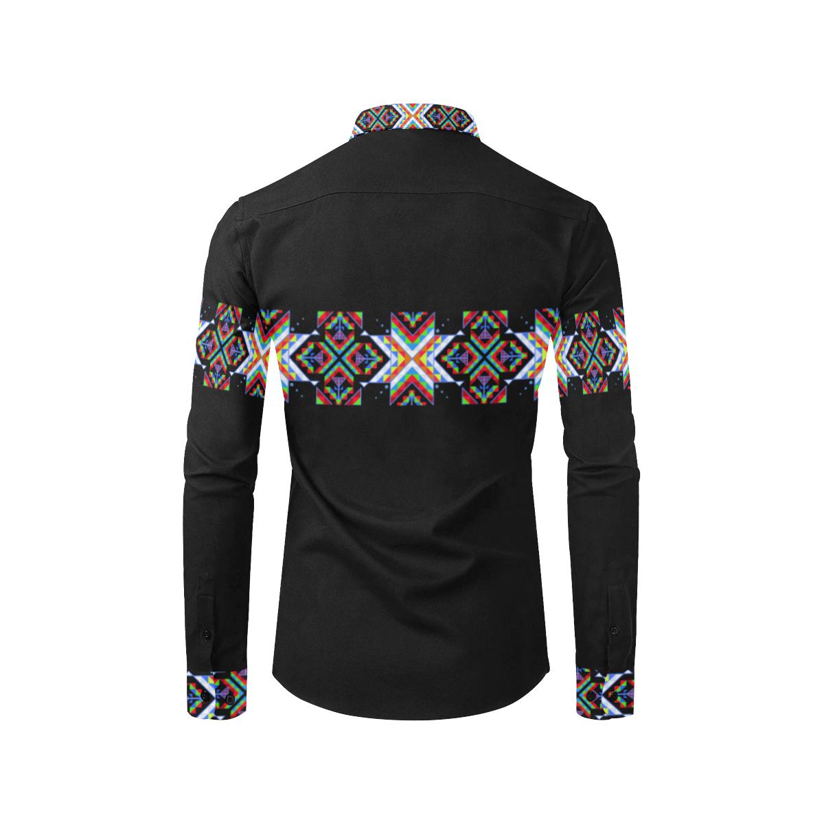 White Blanket Strip-1 Men's All Over Print Casual Dress Shirt (Model T61) Men's Dress Shirt (T61) e-joyer