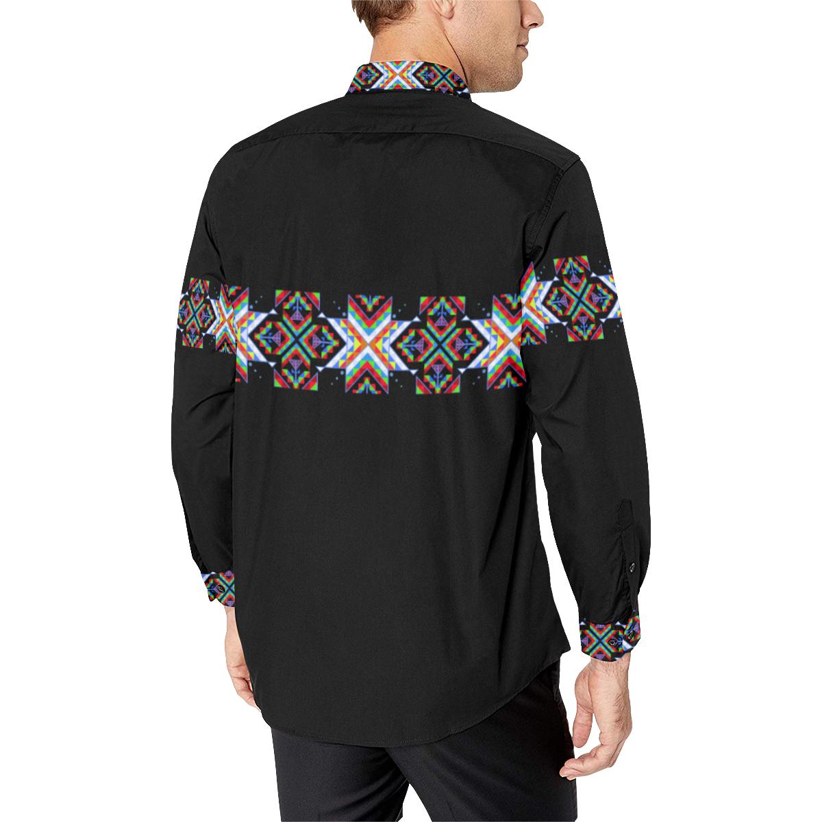 White Blanket Strip-1 Men's All Over Print Casual Dress Shirt (Model T61) Men's Dress Shirt (T61) e-joyer