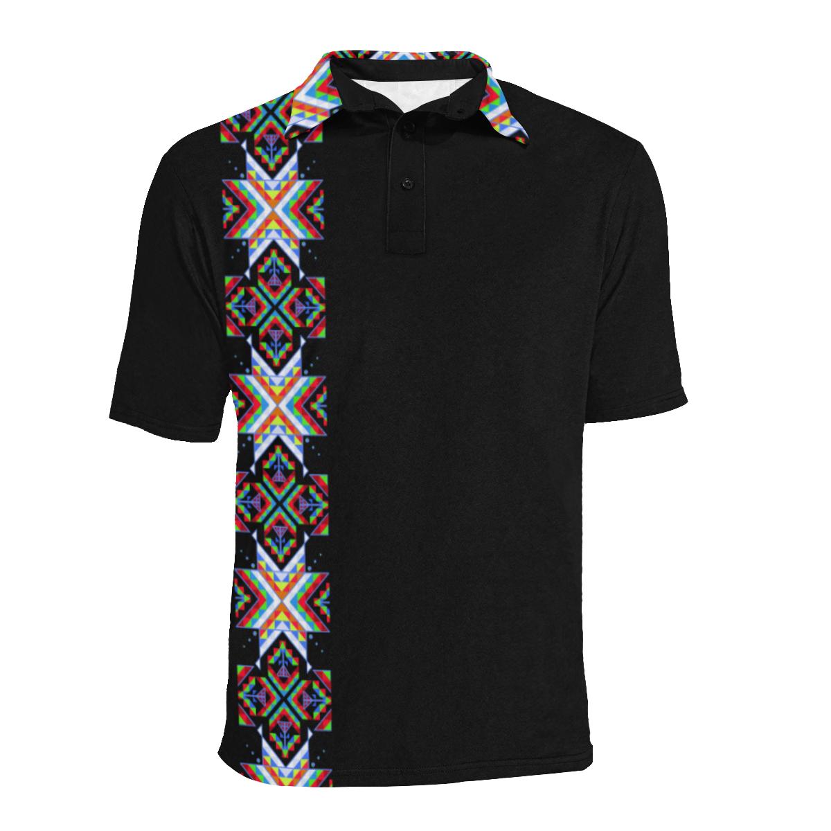 White Blanket Strip Men's All Over Print Polo Shirt (Model T55) Men's Polo Shirt (Model T55) e-joyer