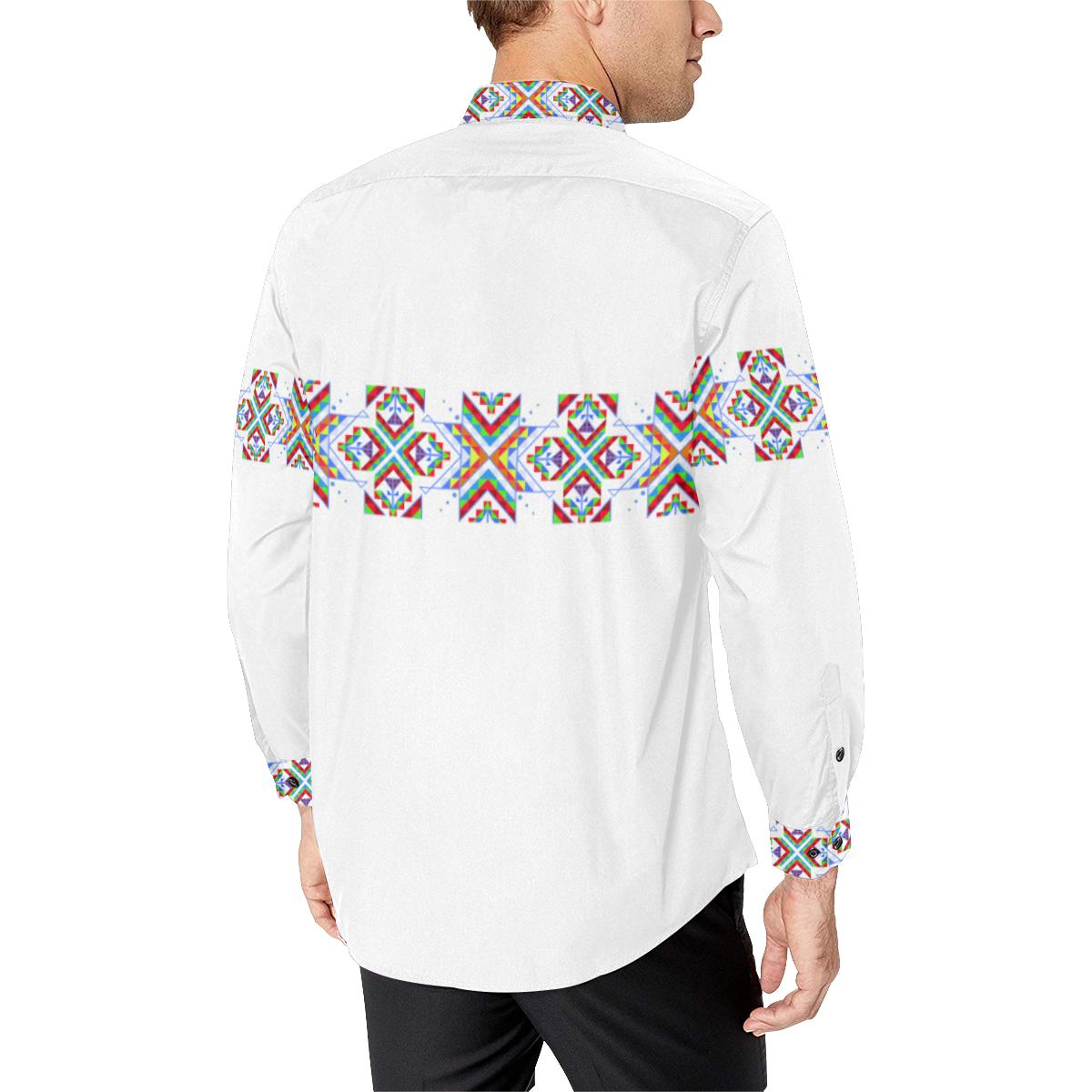 White Blanket Strip on White-1 Men's All Over Print Casual Dress Shirt (Model T61) Men's Dress Shirt (T61) e-joyer