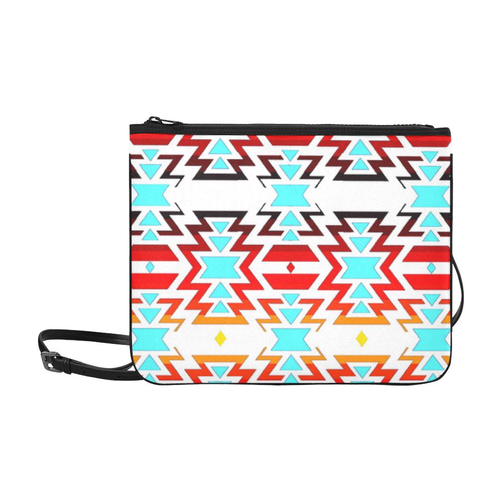 White Fire and Sky Slim Clutch Bag (Model 1668) Slim Clutch Bags (1668) e-joyer