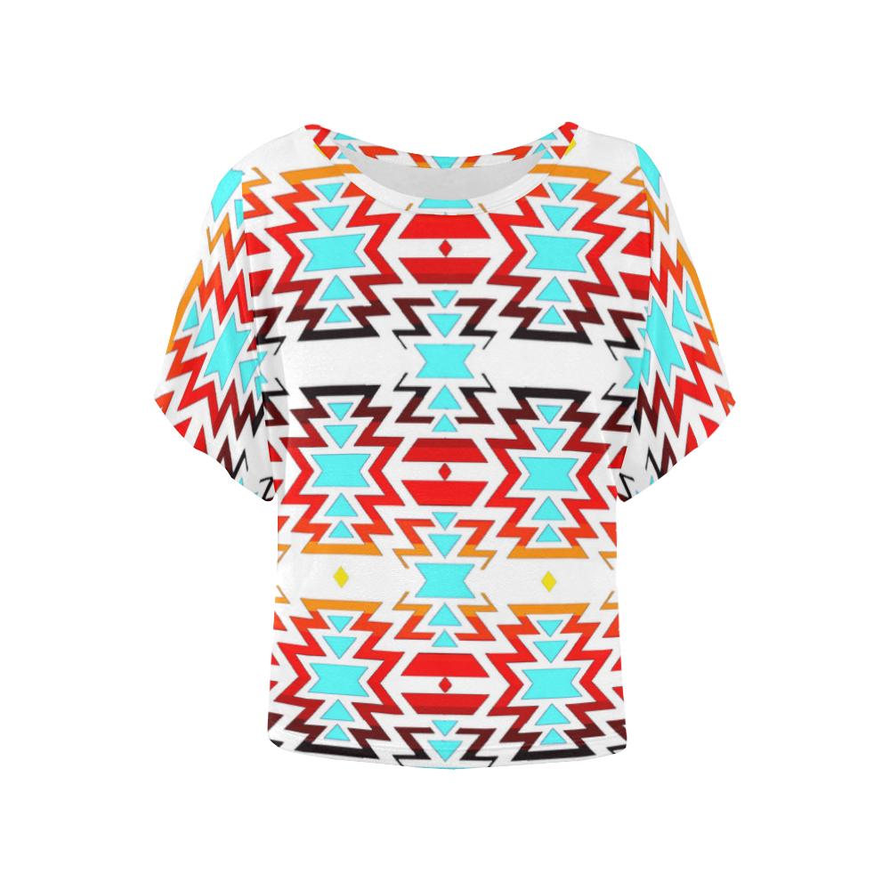 White Fire and Sky Women's Batwing-Sleeved Blouse T shirt (Model T44) Women's Batwing-Sleeved Blouse T shirt (T44) e-joyer