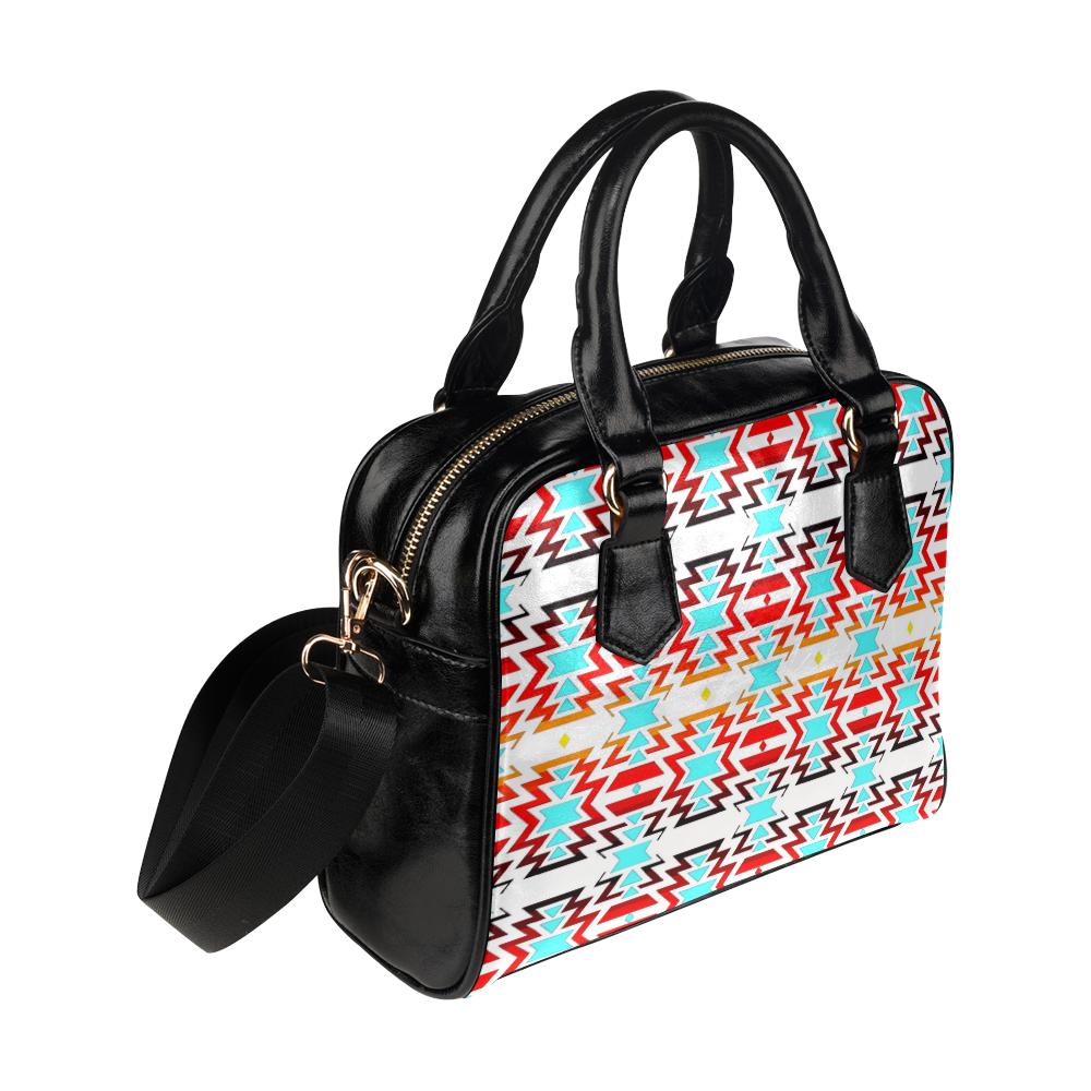 White Fire and Turquoise Shoulder Handbag (Model 1634) Shoulder Handbags (1634) e-joyer