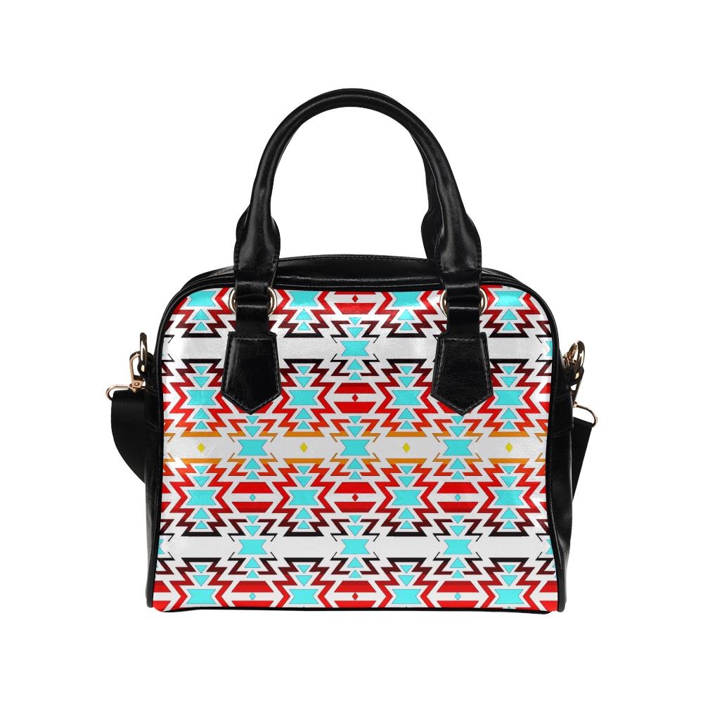 White Fire and Turquoise Shoulder Handbag (Model 1634) Shoulder Handbags (1634) e-joyer