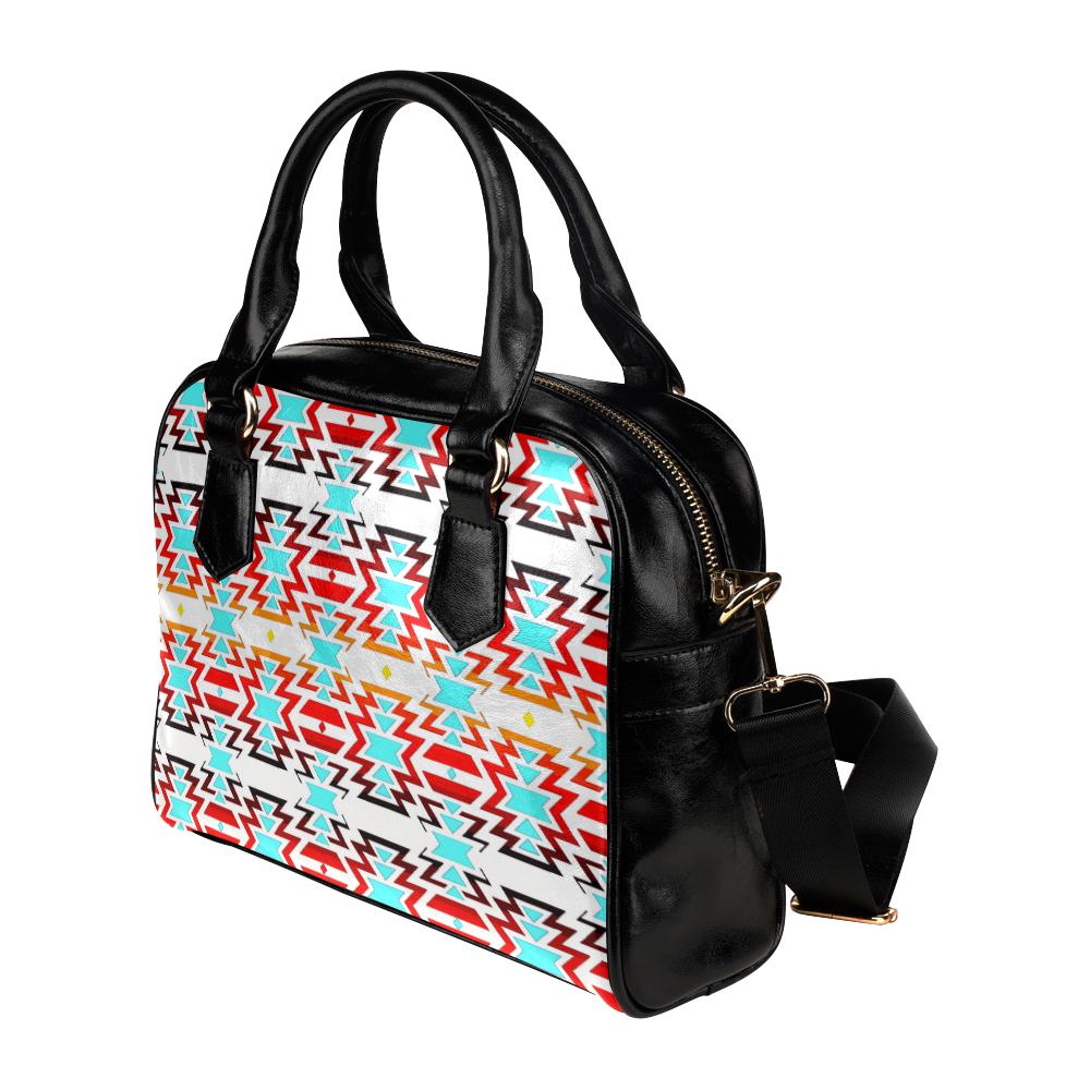 White Fire and Turquoise Shoulder Handbag (Model 1634) Shoulder Handbags (1634) e-joyer