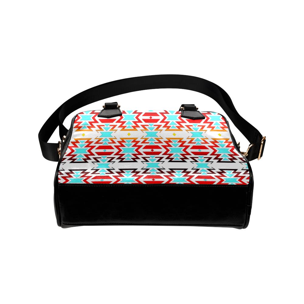 White Fire and Turquoise Shoulder Handbag (Model 1634) Shoulder Handbags (1634) e-joyer