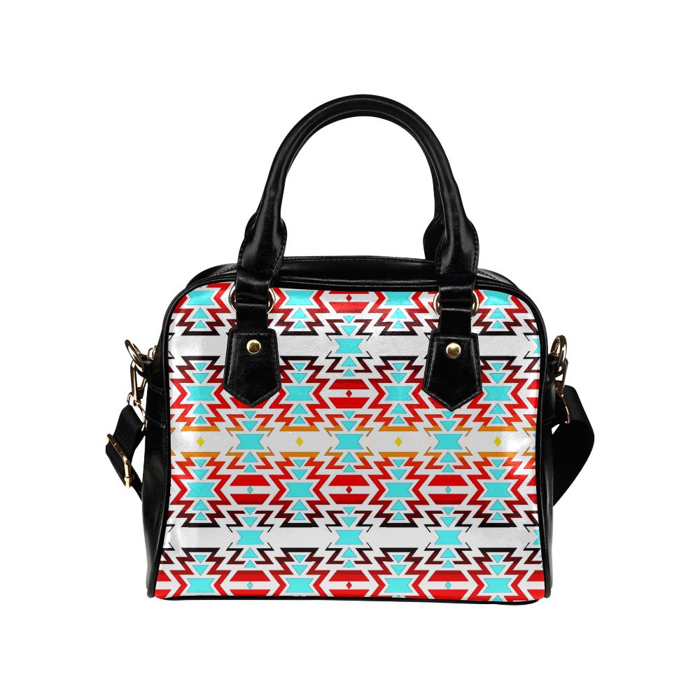 White Fire and Turquoise Shoulder Handbag (Model 1634) Shoulder Handbags (1634) e-joyer