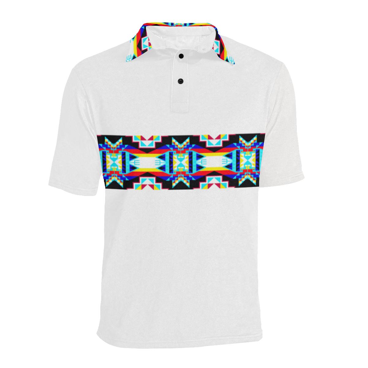 White II Blanket Strip - I Men's All Over Print Polo Shirt (Model T55) Men's Polo Shirt (Model T55) e-joyer