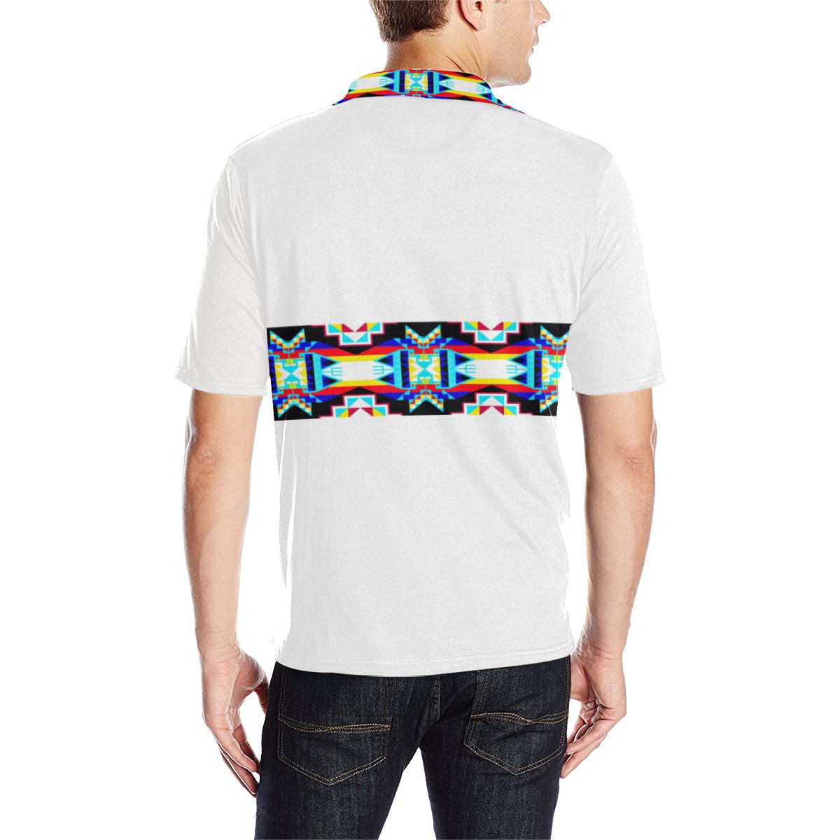 White II Blanket Strip - I Men's All Over Print Polo Shirt (Model T55) Men's Polo Shirt (Model T55) e-joyer