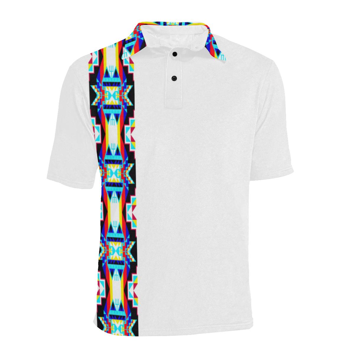 White II Blanket Strip Men's All Over Print Polo Shirt (Model T55) Men's Polo Shirt (Model T55) e-joyer