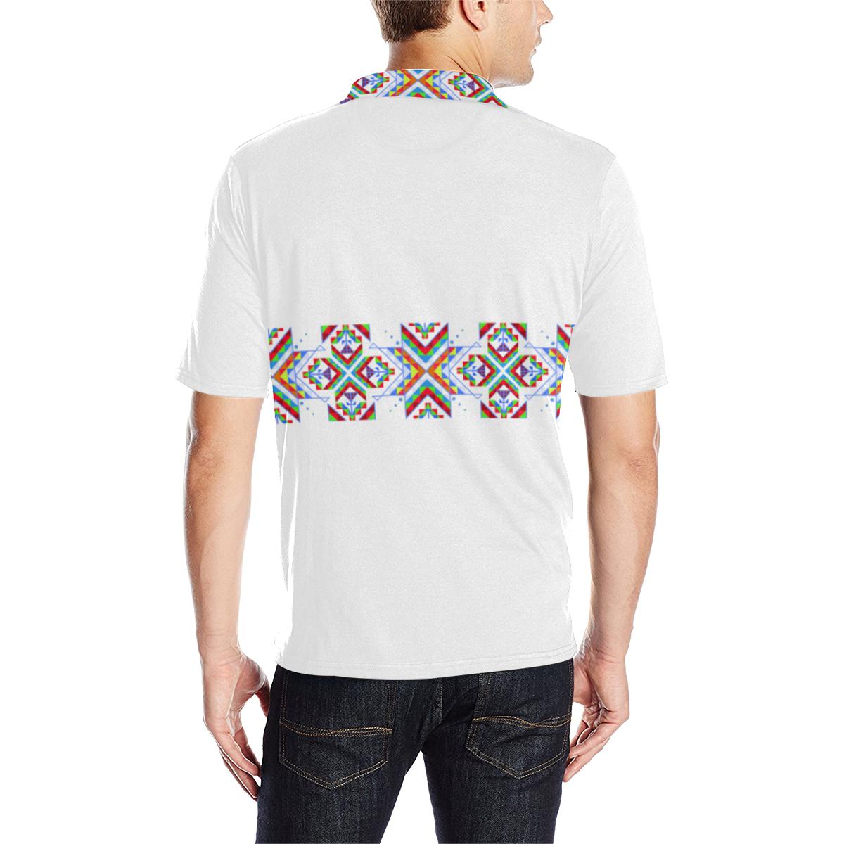 White on White Blanket Strip - I Men's All Over Print Polo Shirt (Model T55) Men's Polo Shirt (Model T55) e-joyer