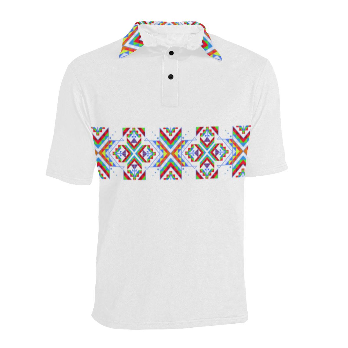 White on White Blanket Strip - I Men's All Over Print Polo Shirt (Model T55) Men's Polo Shirt (Model T55) e-joyer