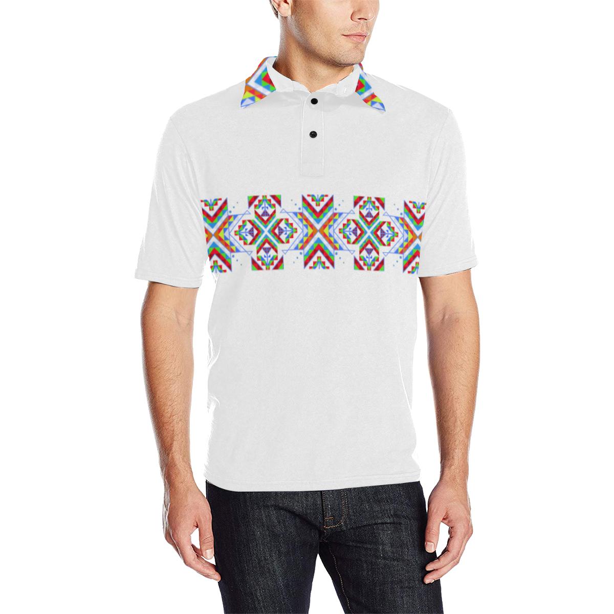 White on White Blanket Strip - I Men's All Over Print Polo Shirt (Model T55) Men's Polo Shirt (Model T55) e-joyer