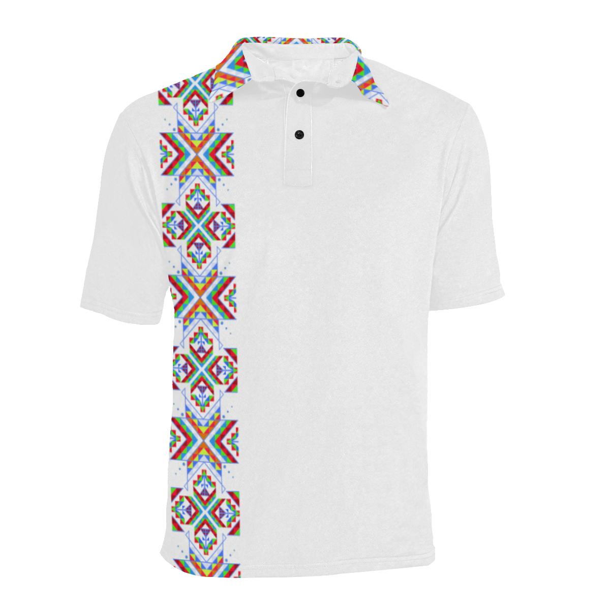 White on White Blanket Strip Men's All Over Print Polo Shirt (Model T55) Men's Polo Shirt (Model T55) e-joyer