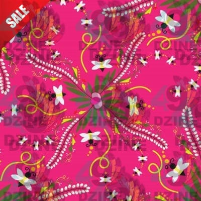 Willow Bee Bubblegum Cotton Poplin Fabric By the Yard Fabric NBprintex