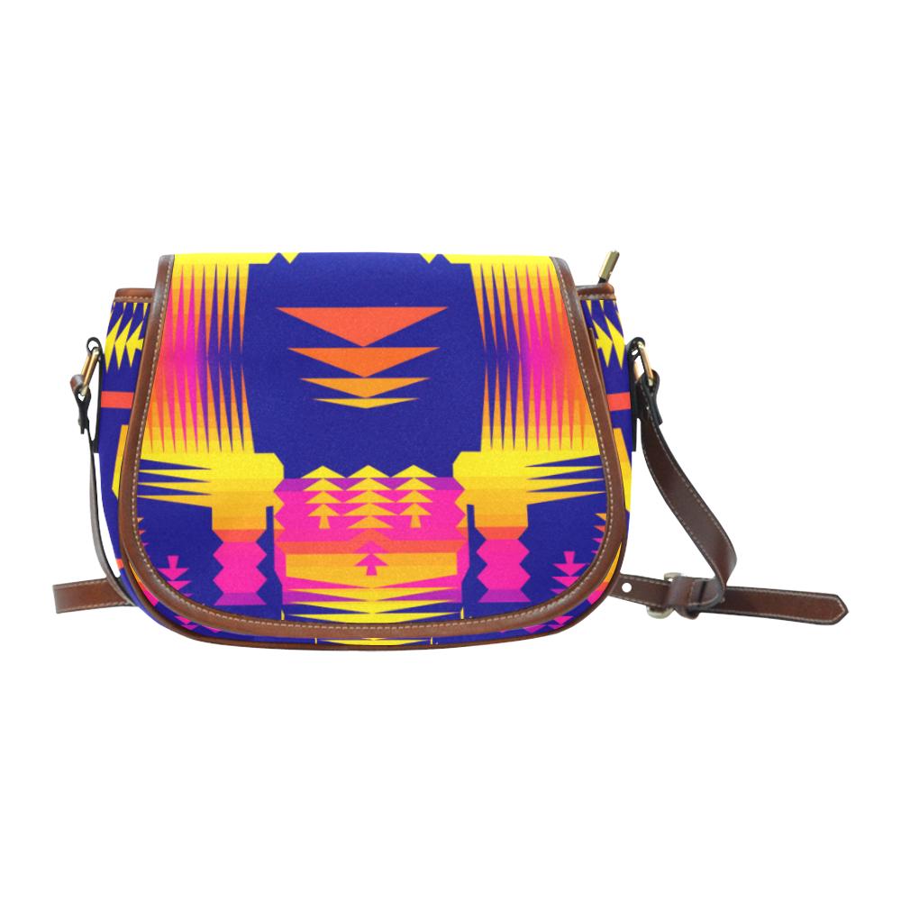 Winter Sunset Sage Saddle Bag/Small (Model 1649) Full Customization Saddle Bag/Small (Full Customization) e-joyer