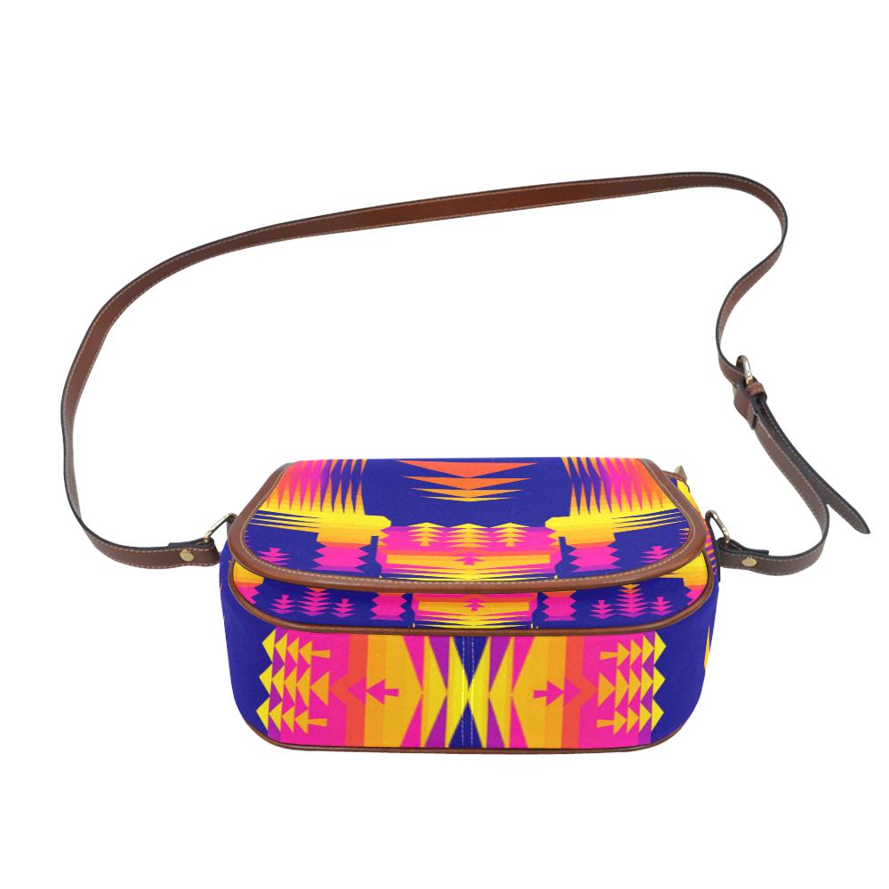 Winter Sunset Sage Saddle Bag/Small (Model 1649) Full Customization Saddle Bag/Small (Full Customization) e-joyer