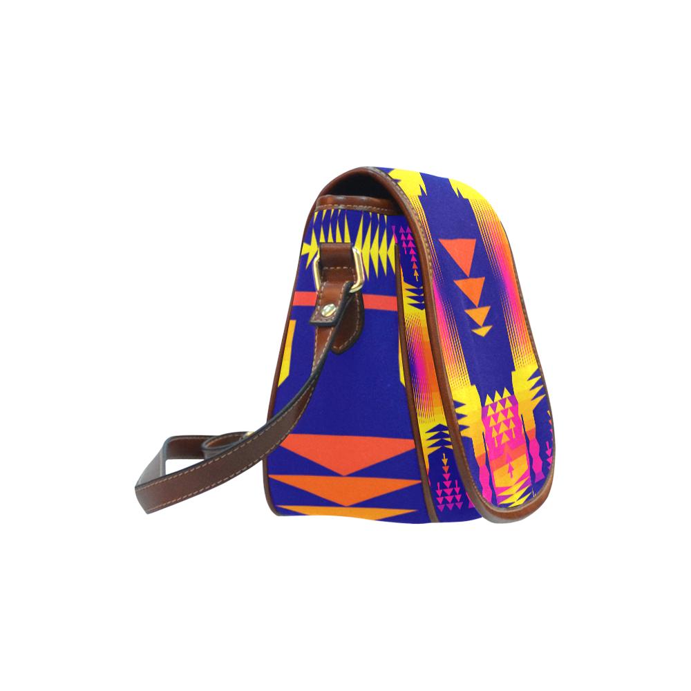Winter Sunset Sage Saddle Bag/Small (Model 1649) Full Customization Saddle Bag/Small (Full Customization) e-joyer