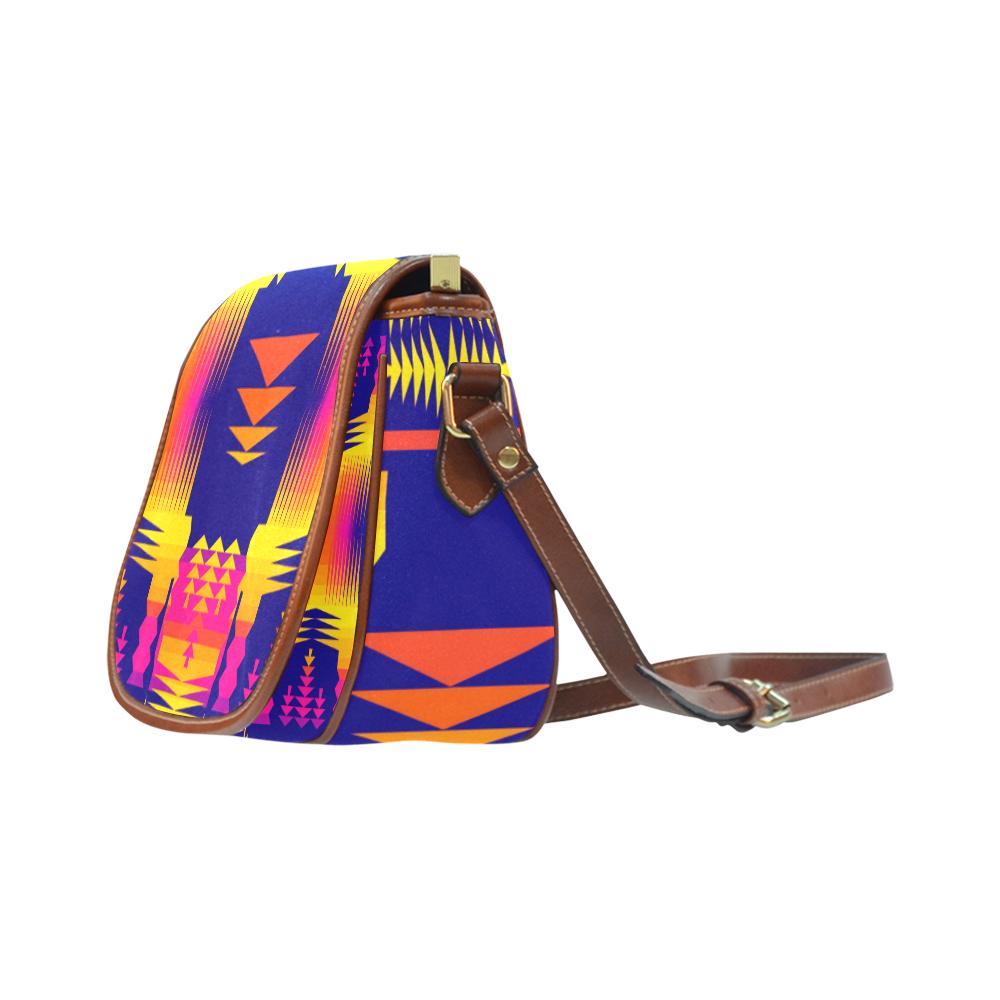 Winter Sunset Sage Saddle Bag/Small (Model 1649) Full Customization Saddle Bag/Small (Full Customization) e-joyer