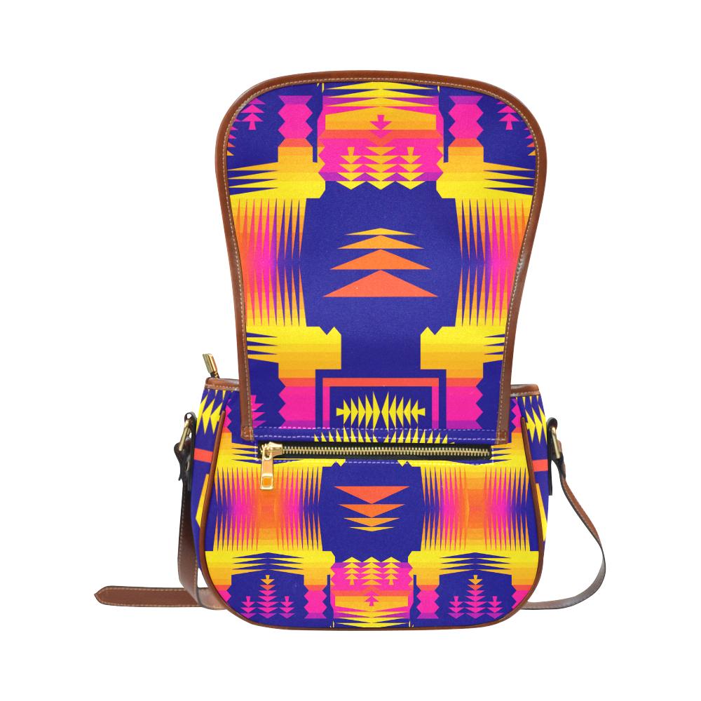 Winter Sunset Sage Saddle Bag/Small (Model 1649) Full Customization Saddle Bag/Small (Full Customization) e-joyer