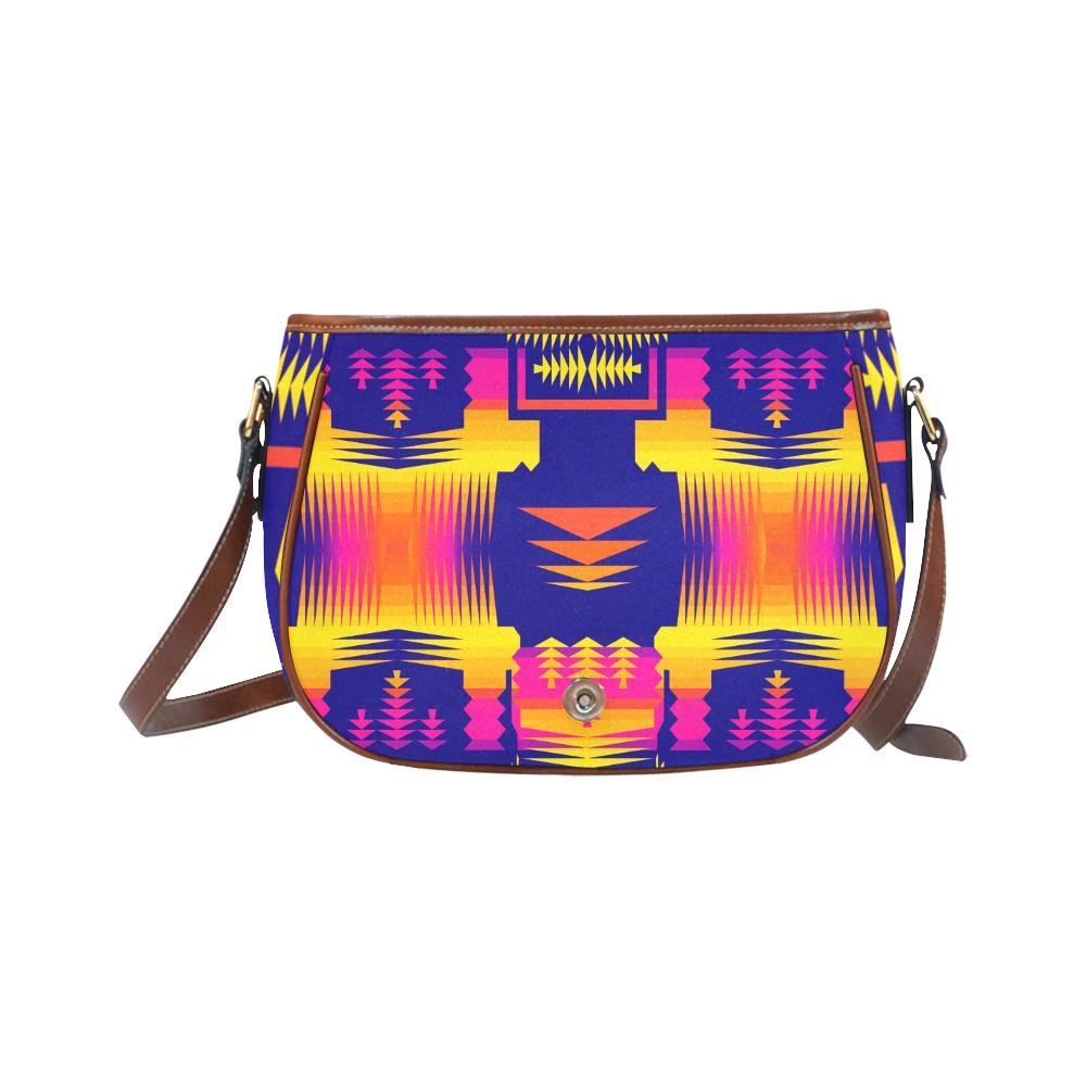 Winter Sunset Sage Saddle Bag/Small (Model 1649) Full Customization Saddle Bag/Small (Full Customization) e-joyer