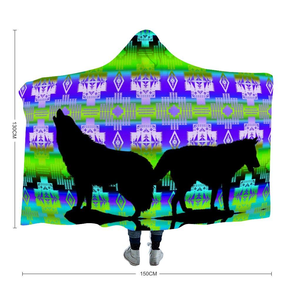Wolf Howling Spring Night Hooded Blanket 49 Dzine