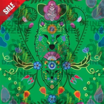 Wolf Kin Emerald Cotton Poplin Fabric By the Yard Fabric NBprintex