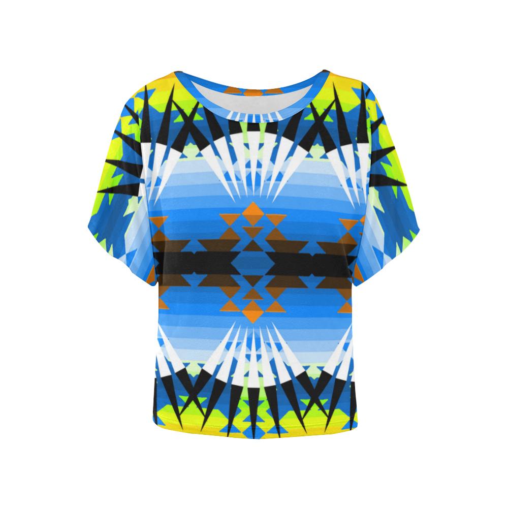 Woodlands Ribbonwork Bustles Women's Batwing-Sleeved Blouse T shirt (Model T43) Women's Batwing-Sleeved Blouse T shirt e-joyer