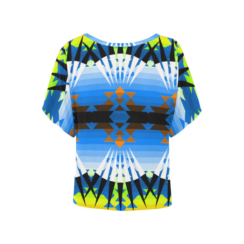 Woodlands Ribbonwork Bustles Women's Batwing-Sleeved Blouse T shirt (Model T43) Women's Batwing-Sleeved Blouse T shirt e-joyer