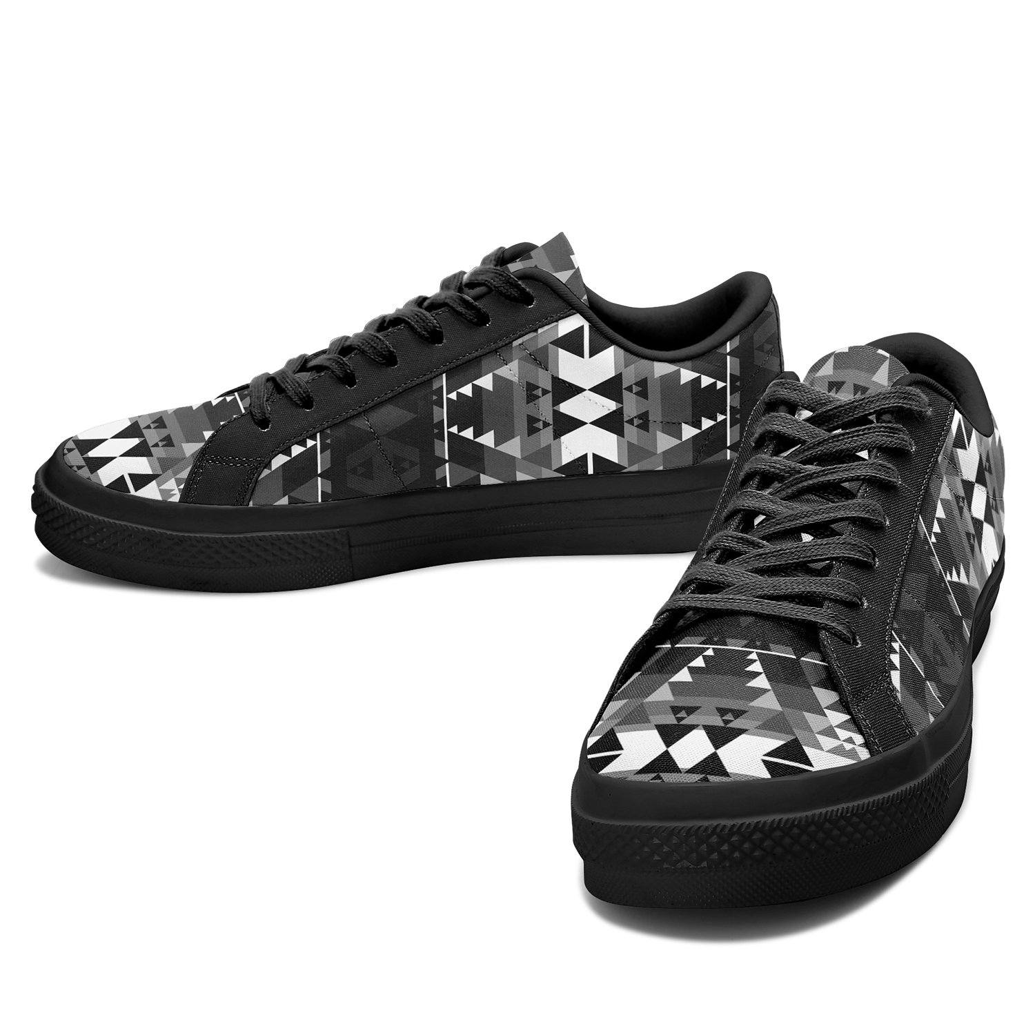 Writing on Stone Black and White Aapisi Low Top Canvas Shoes Black Sole 49 Dzine 
