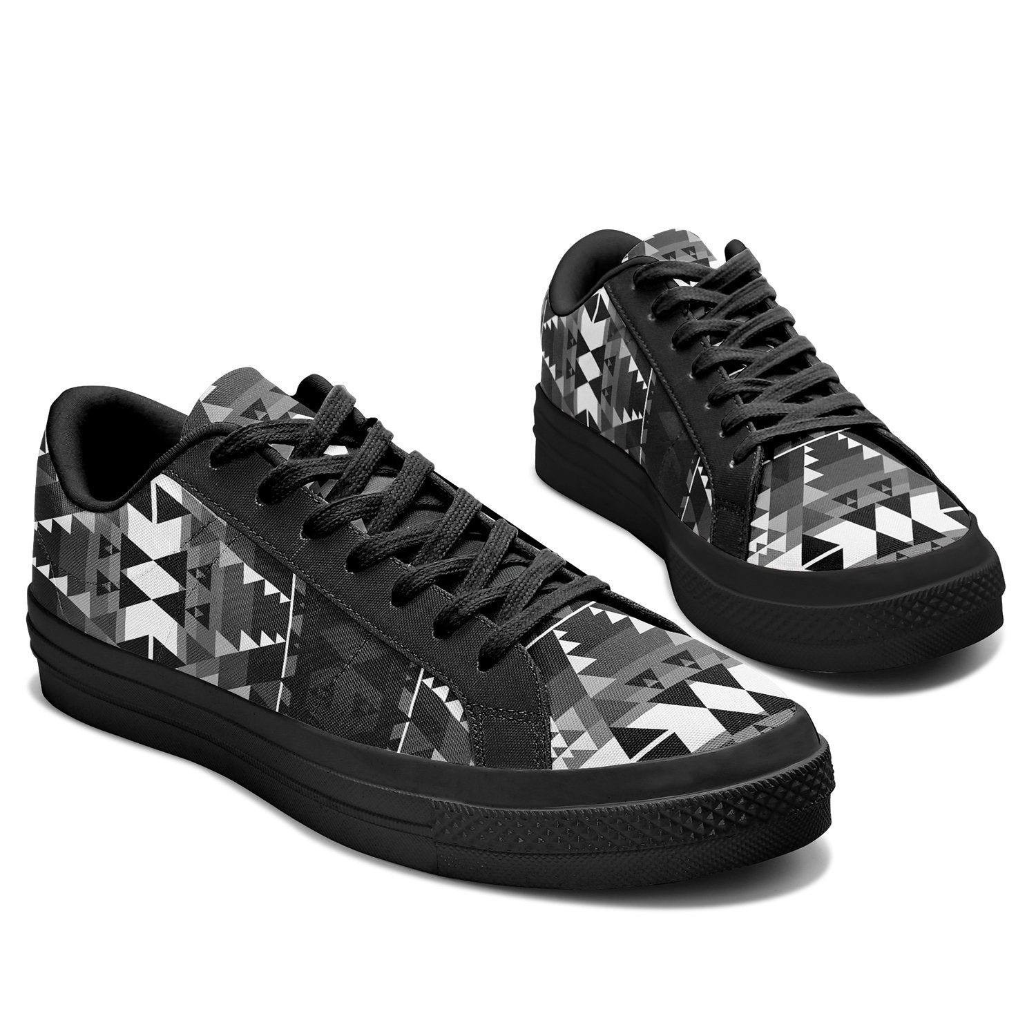 Writing on Stone Black and White Aapisi Low Top Canvas Shoes Black Sole 49 Dzine