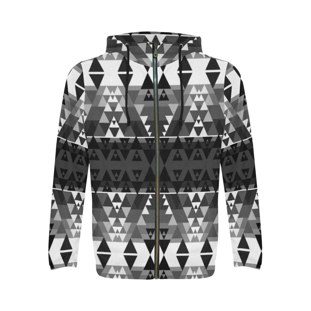 Writing on Stone Black and White All Over Print Full Zip Hoodie for Men (Model H14) All Over Print Full Zip Hoodie for Men (H14) e-joyer