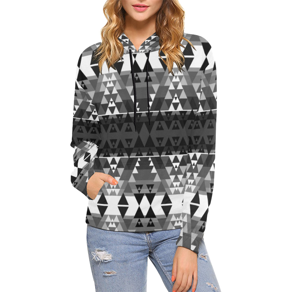 Writing on Stone Black and White All Over Print Hoodie for Women (USA Size) (Model H13) Hoodie e-joyer