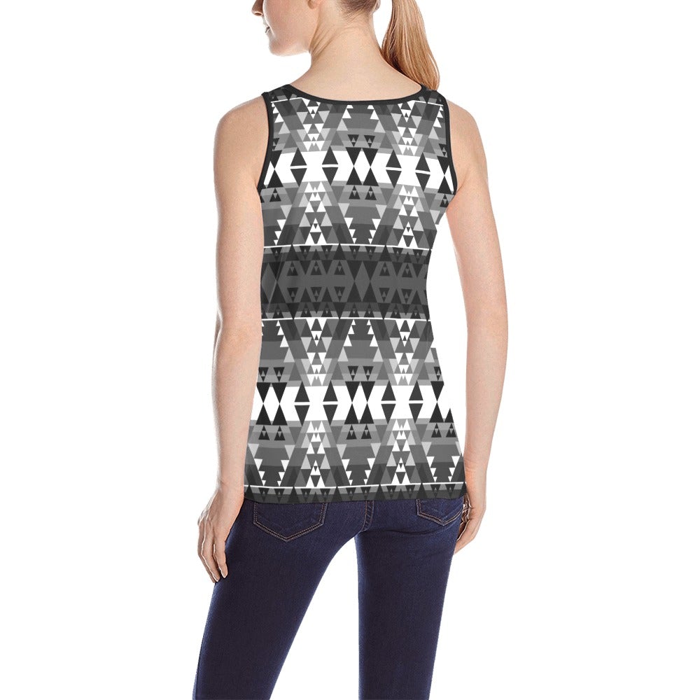 Writing on Stone Black and White All Over Print Tank Top for Women (Model T43) All Over Print Tank Top for Women (T43) e-joyer