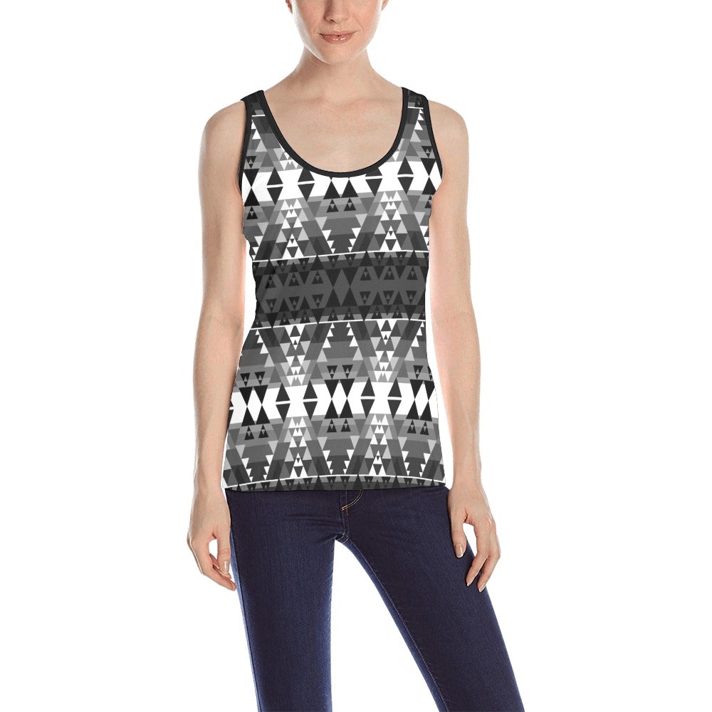 Writing on Stone Black and White All Over Print Tank Top for Women (Model T43) All Over Print Tank Top for Women (T43) e-joyer