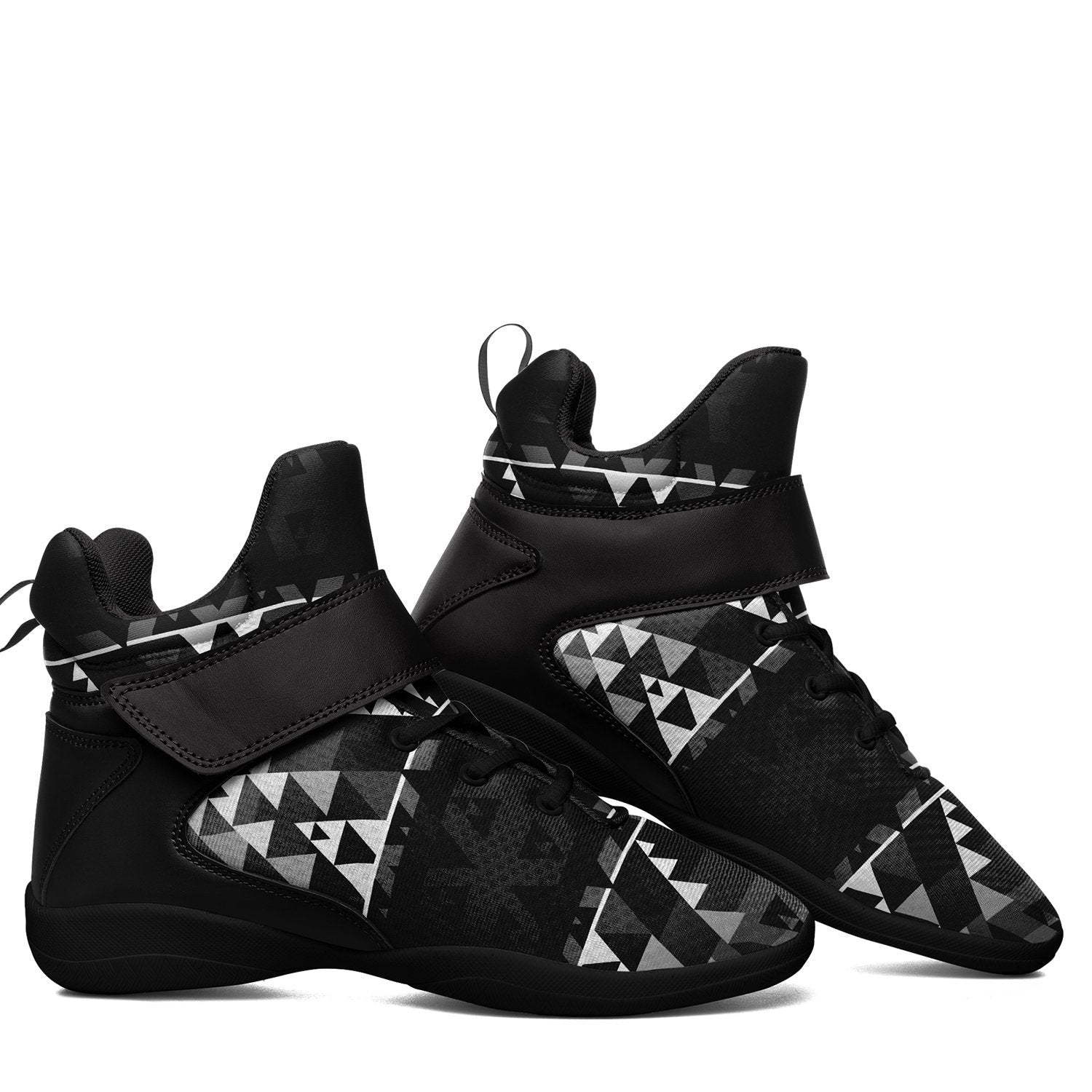 Writing on Stone Black and White Ipottaa Basketball / Sport High Top Shoes - Black Sole 49 Dzine