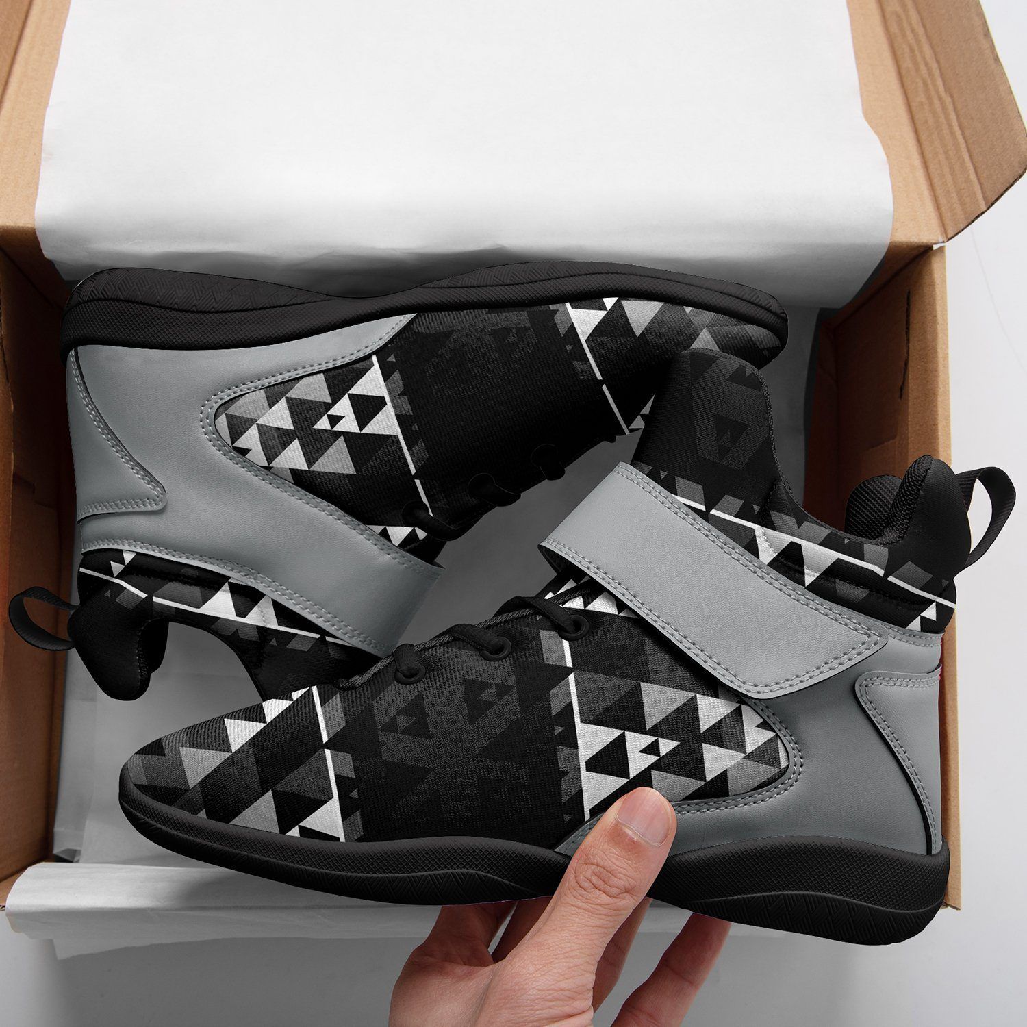 Writing on Stone Black and White Ipottaa Basketball / Sport High Top Shoes - Black Sole 49 Dzine