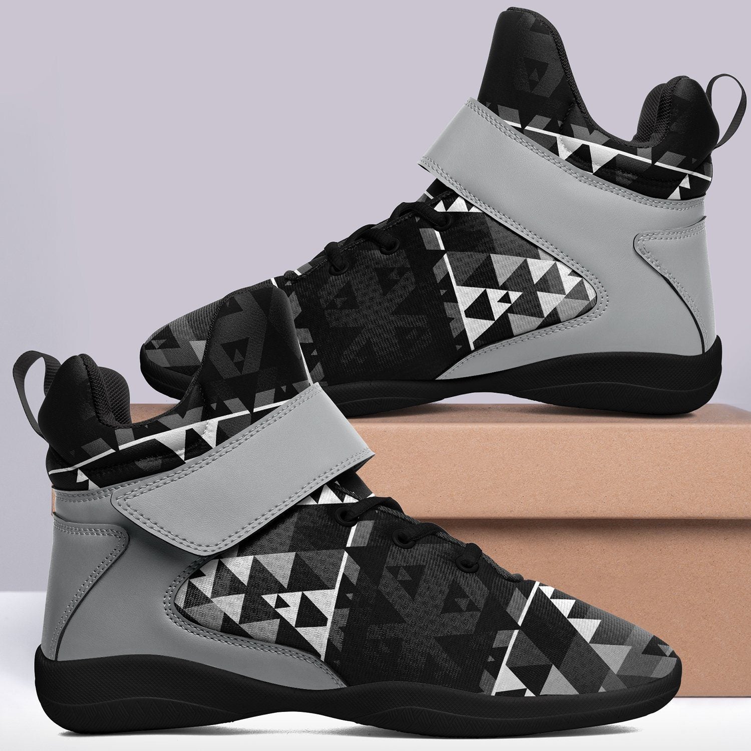 Writing on Stone Black and White Ipottaa Basketball / Sport High Top Shoes - Black Sole 49 Dzine