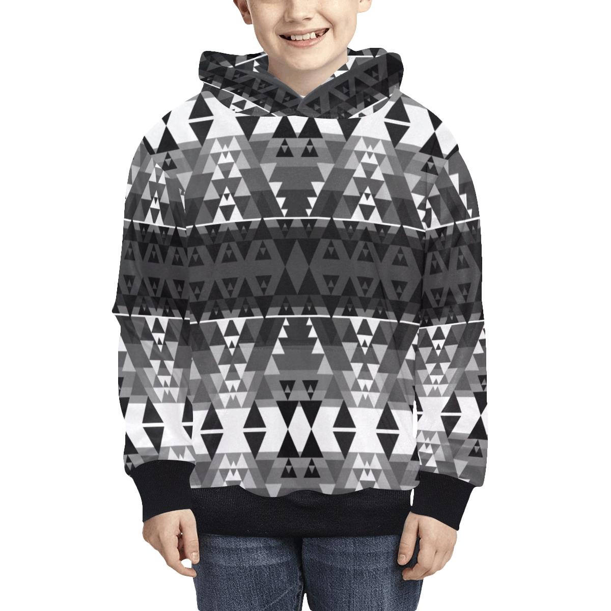 Writing on Stone Black and White Kids' All Over Print Hoodie (Model H38) Kids' AOP Hoodie (H38) e-joyer