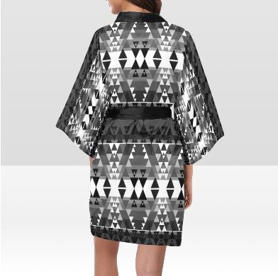 Writing on Stone Black and White Kimono Robe Artsadd
