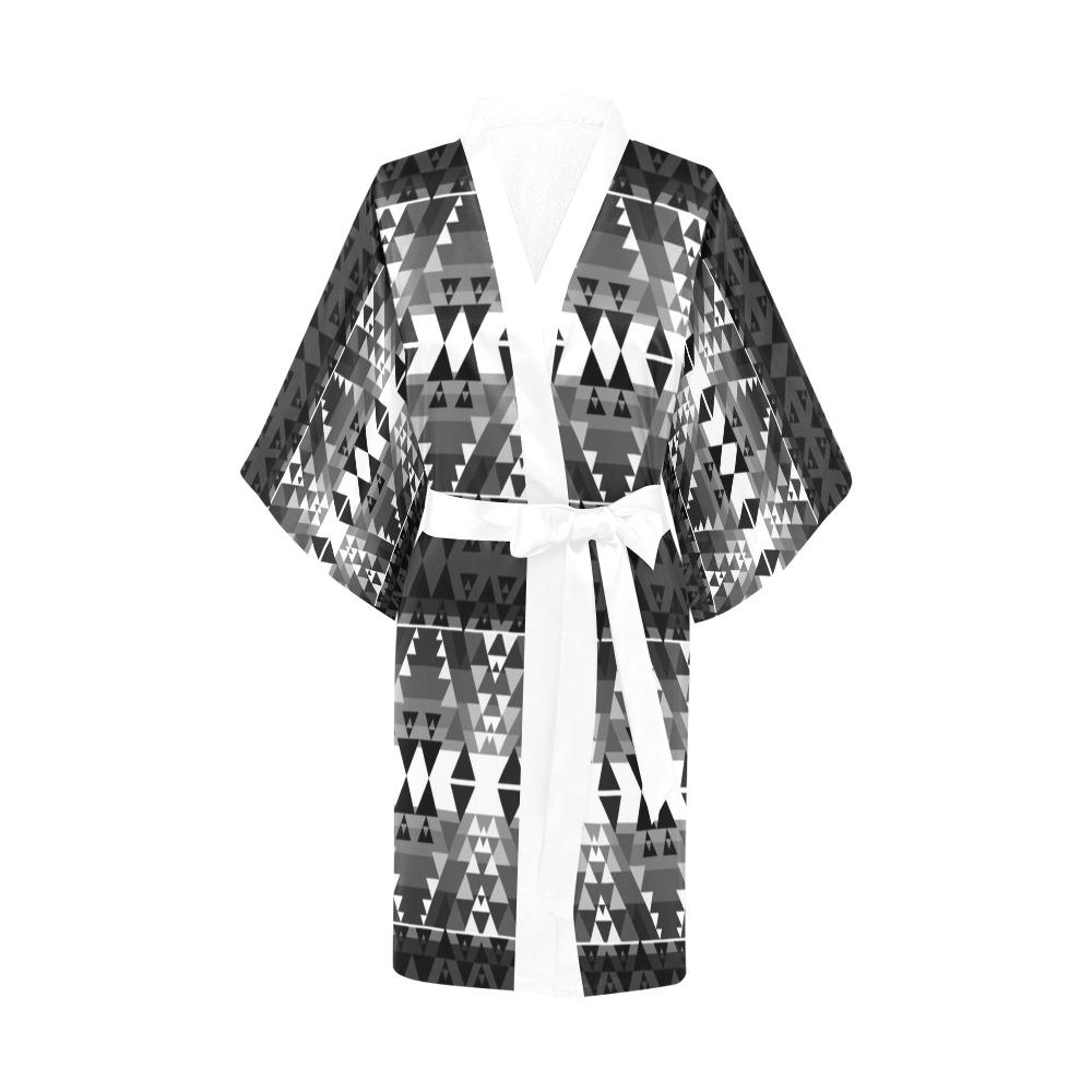 Writing on Stone Black and White Kimono Robe Artsadd