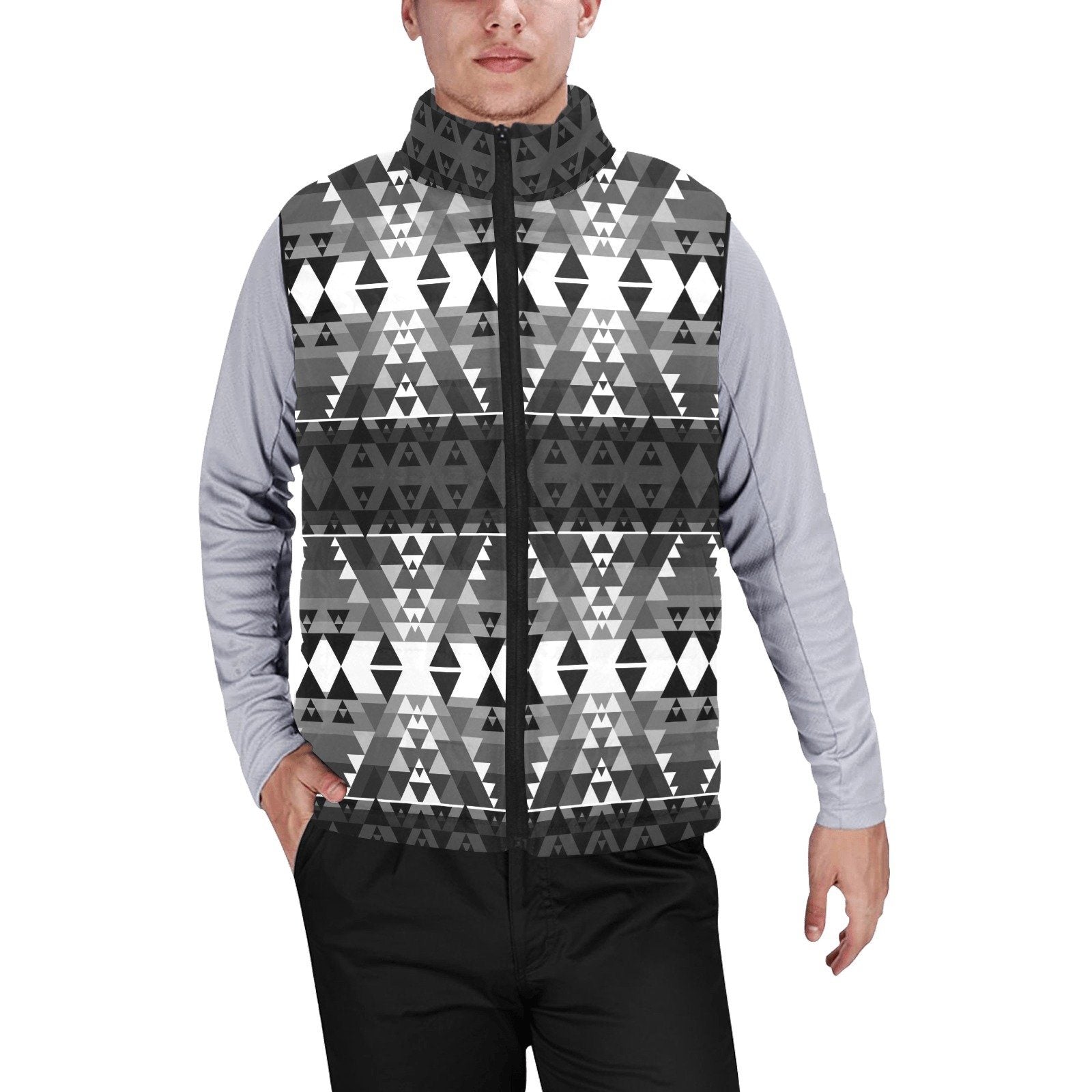 Writing on Stone Black and White Men's Padded Vest Jacket (Model H44) Men's Padded Vest Jacket (H44) e-joyer