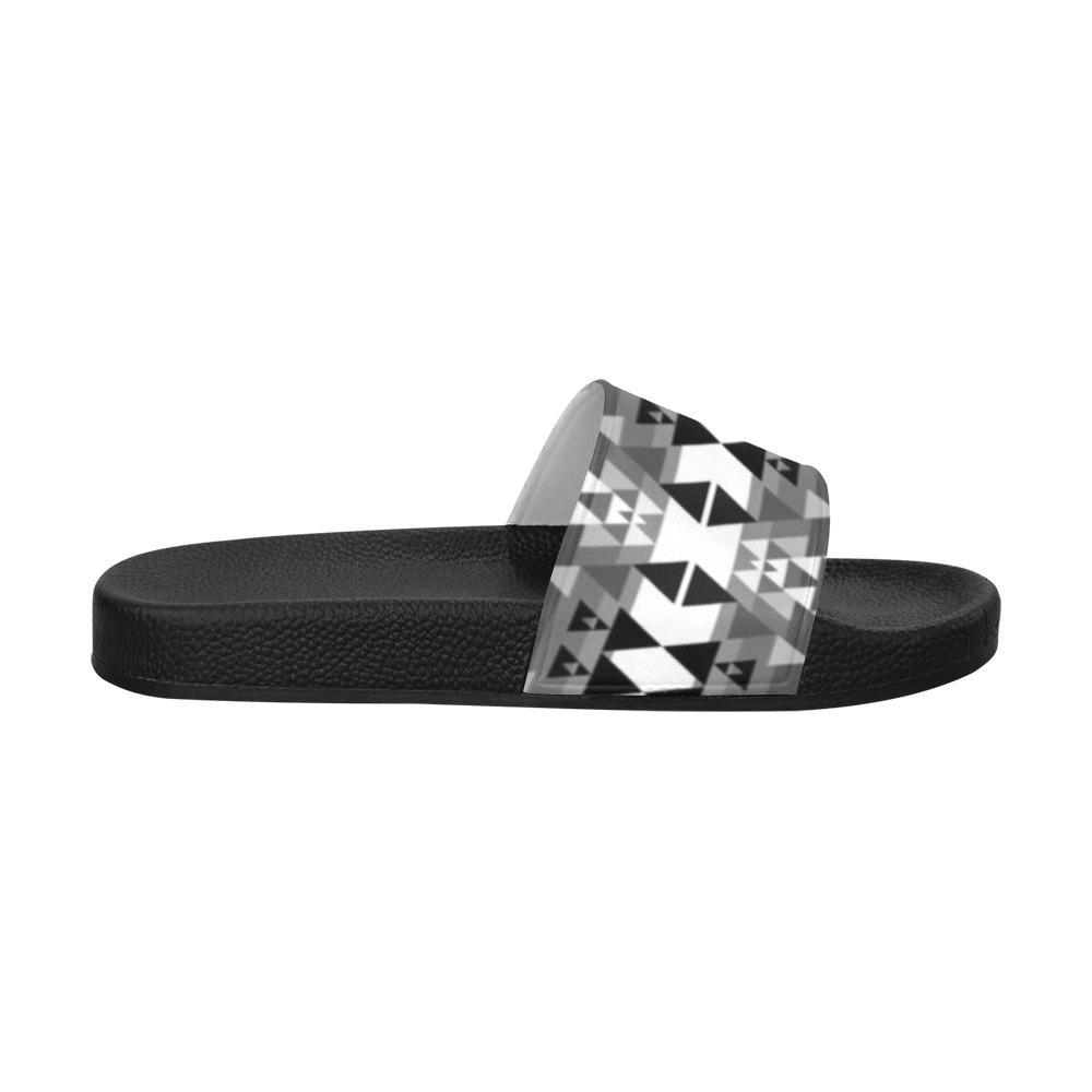 Writing on Stone Black and White Men's Slide Sandals (Model 057) Men's Slide Sandals (057) e-joyer