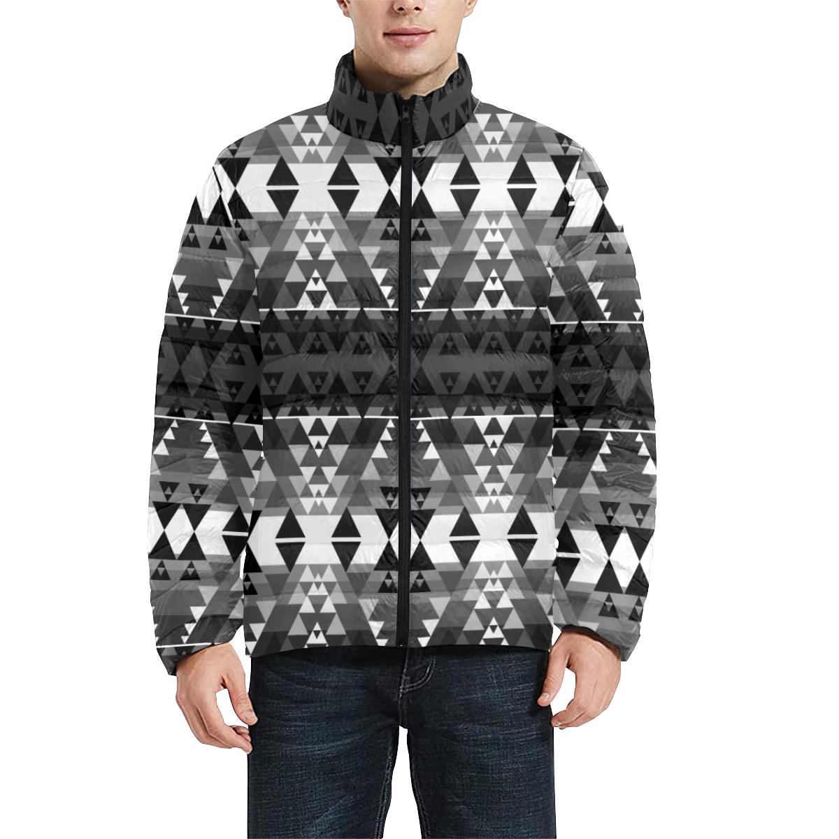 Writing on Stone Black and White Men's Stand Collar Padded Jacket (Model H41) Men's Stand Collar Padded Jacket (H41) e-joyer